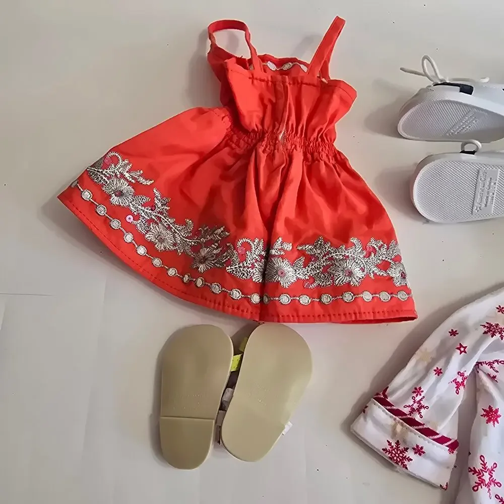 American Girl Clothing Lot: Shoes, Dress, Denim Vest, PJ Top
